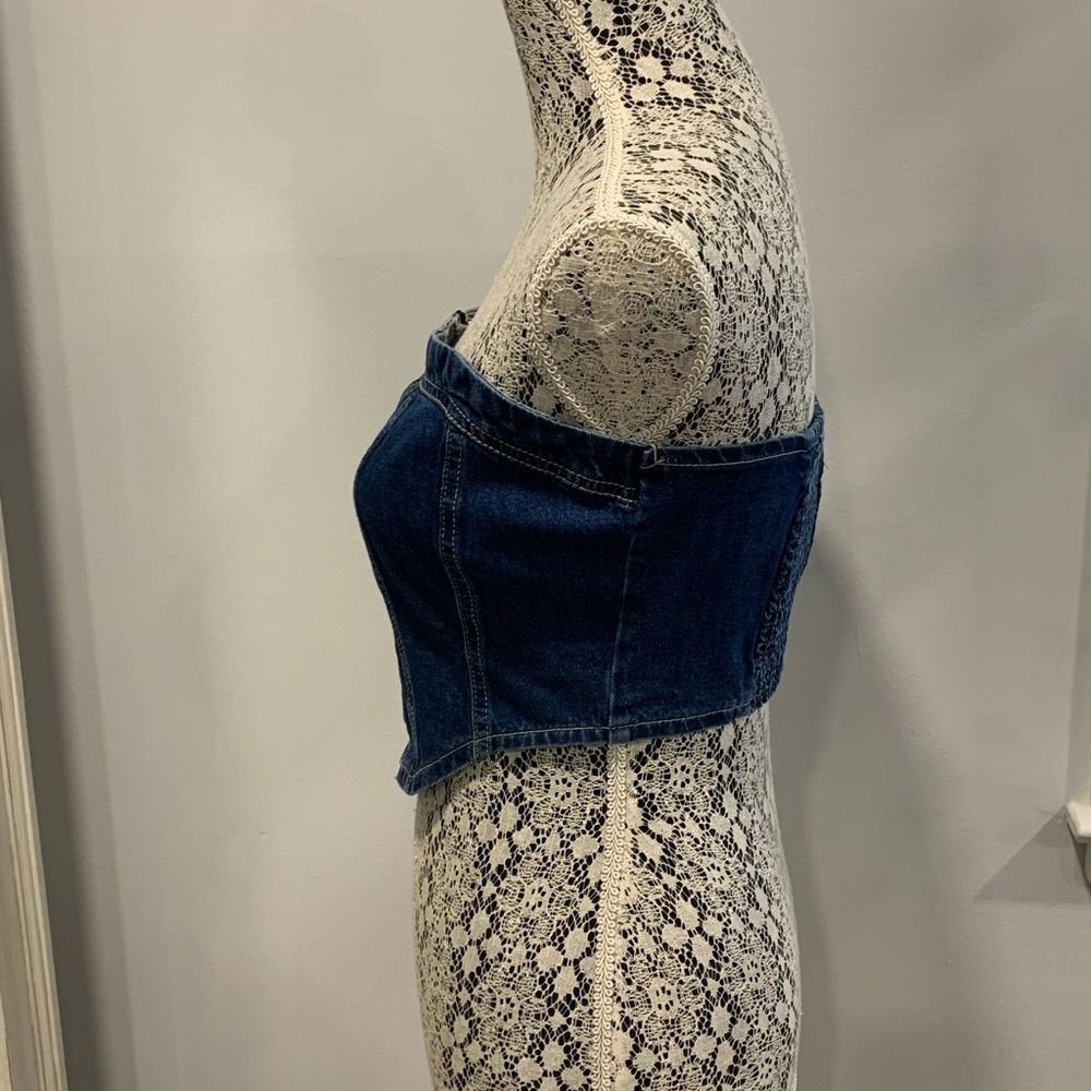 Vintage Lone Star  Blue Indigo Wash Denim Corset/Tube Top - Picture 9 of 11